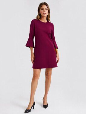 Lafayette 148 New York Burgundy Bell Sleeve Dress Size M